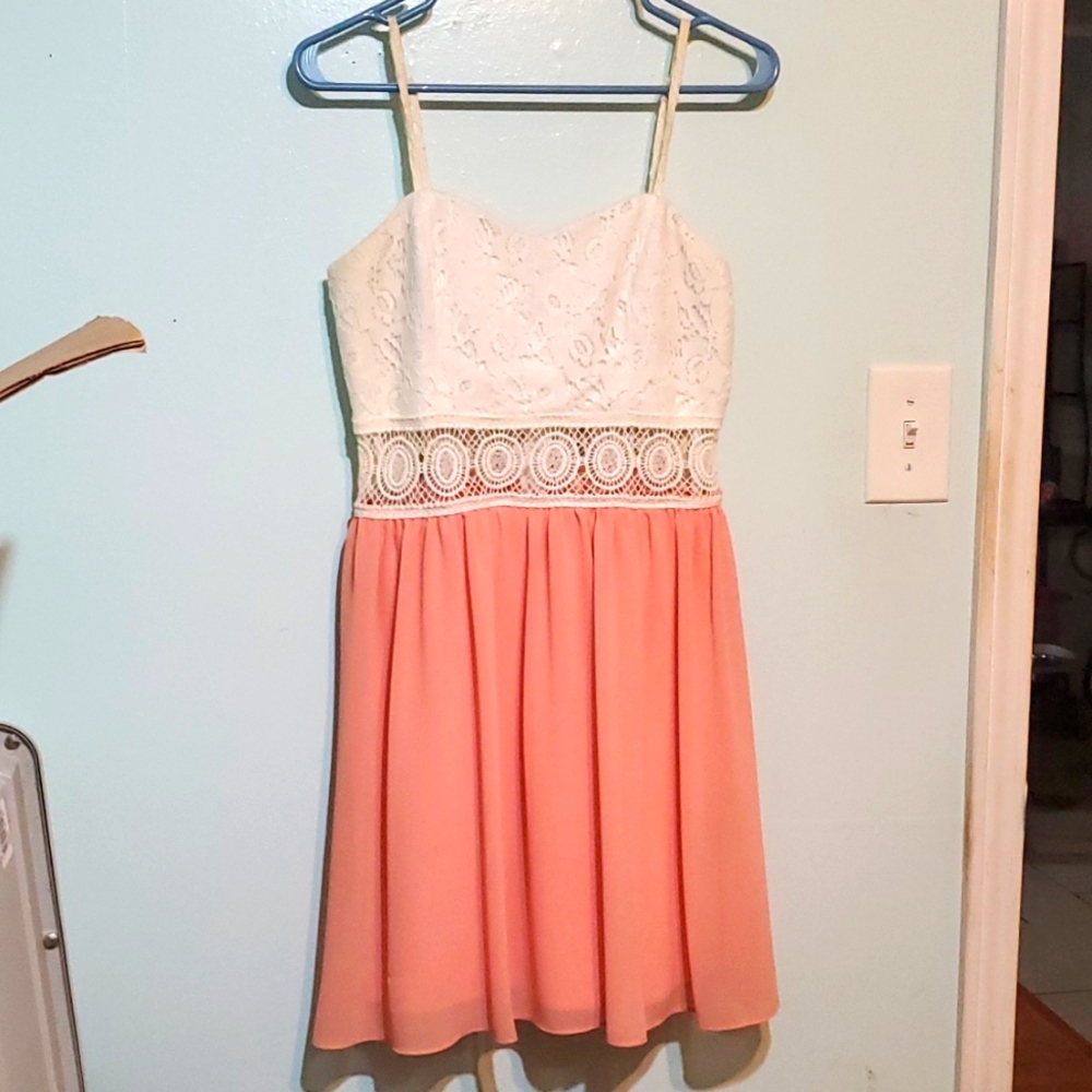 Summer Dress,  Size 11, white/creamy orange